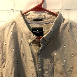 American Eagle Penguins Button Down Shirt